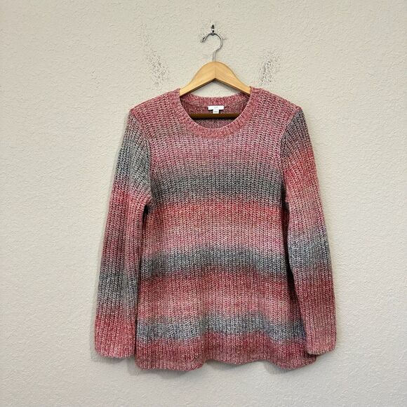 J. JILL Striped Chunky Knit Crew Neck Pullover Sweater Bohemian in Multi - Picture 1 of 10